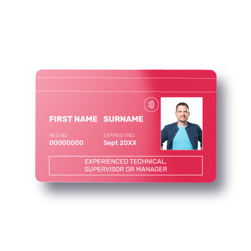 red experienced technical supervicor or manager cscs card