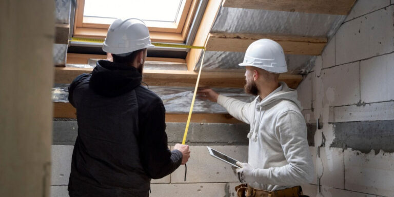 Photo of two workers doing roof maintenance