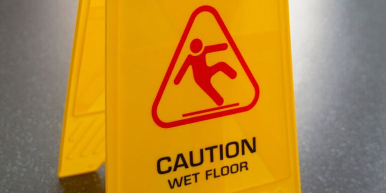 Photo of a caution wet floor sign