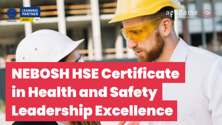 NEBOSH HSE Certificate in Health and Safety Leadership Excellence course image showing two construction professionals in PPE on site