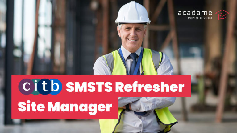 CITB SMSTS Refresher course promotional image showing a construction site manager in PPE