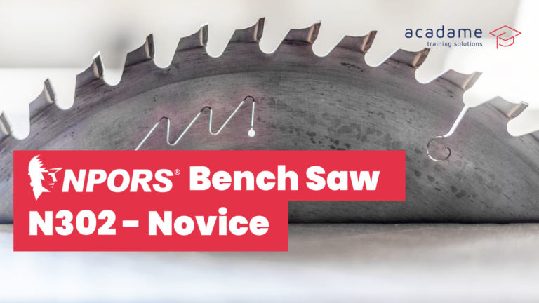 NPORS bench saw training course image showing a circular saw blade used for bench saw cutting operations