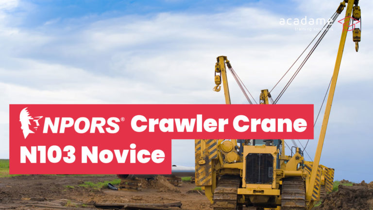 NPORS crawler crane training course image showing a crawler crane operating on a construction site during lifting work