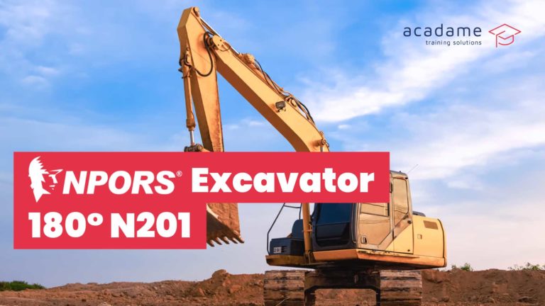NPORS excavator 180 training course image showing a 180 degree excavator operating on an earthmoving site