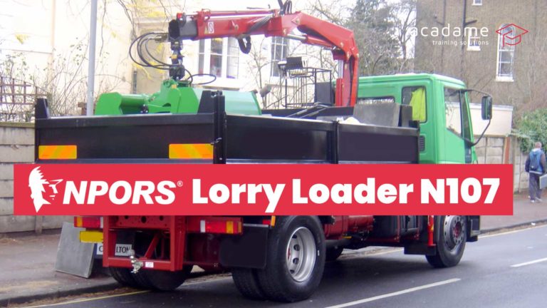 NPORS lorry loader training course image showing a lorry-mounted crane fitted to a truck for lifting and loading operations