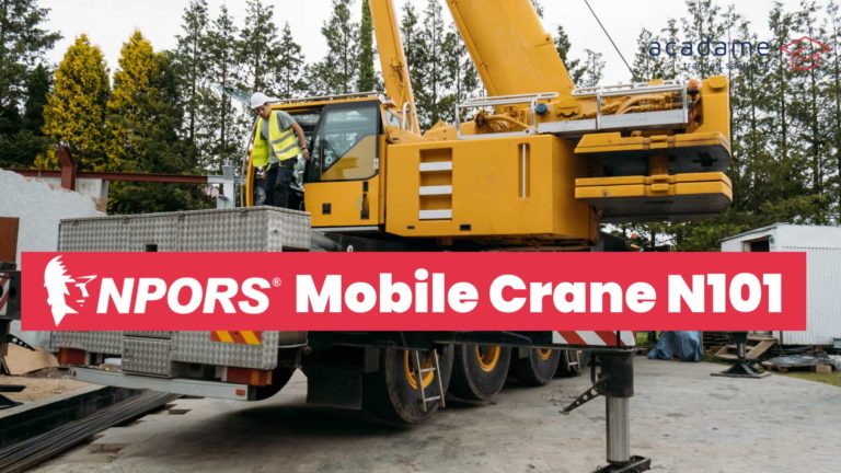 NPORS mobile crane training course image showing a mobile crane set up on site for lifting operations