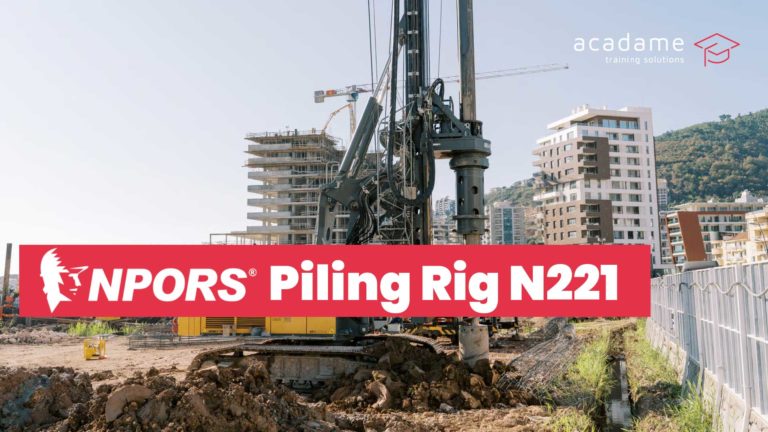NPORS piling rig training course image showing a piling rig operating on a construction site during foundation works