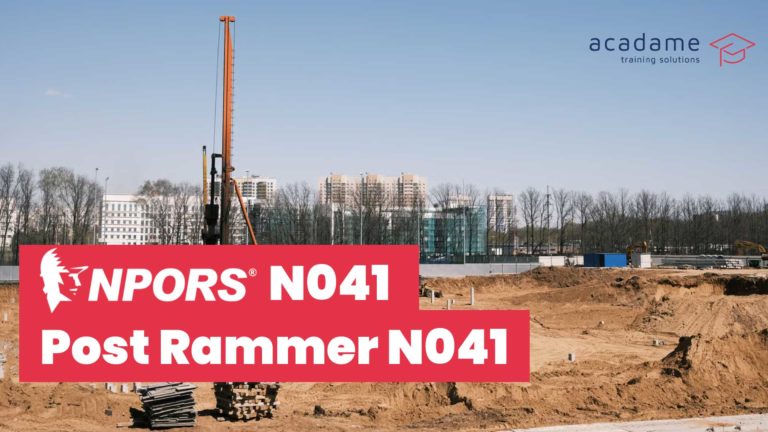 NPORS post rammer training course image showing a post ramming machine operating on a groundwork or civil engineering site