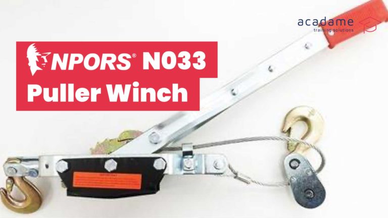 NPORS puller winch training course image showing a manual puller winch and cable assembly used for pulling and tensioning operations