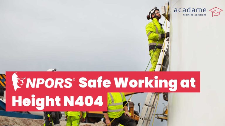 NPORS safe working at height training course image showing operatives using ladders and working safely at height on site