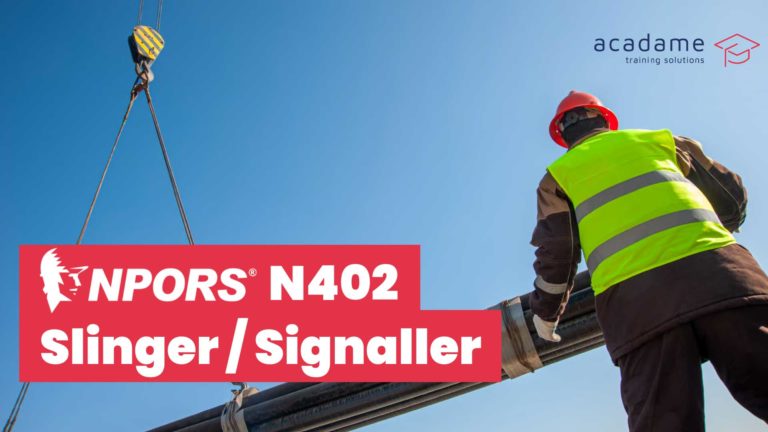 NPORS slinger signaller training course image showing an operative guiding a suspended load during crane lifting operations on site