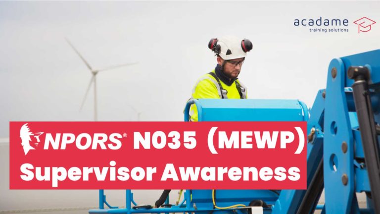 NPORS MEWP supervisor awareness training course image showing a supervisor overseeing mobile elevating work platform operations in an outdoor work environment