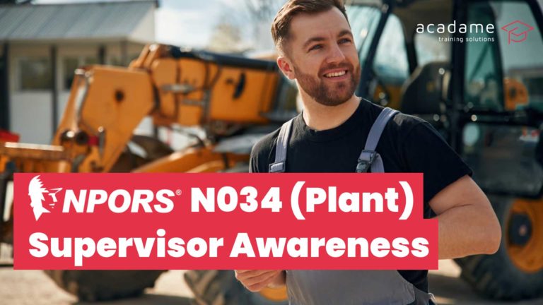 NPORS plant supervisor awareness training course image showing a supervisor standing in front of construction plant machinery on site