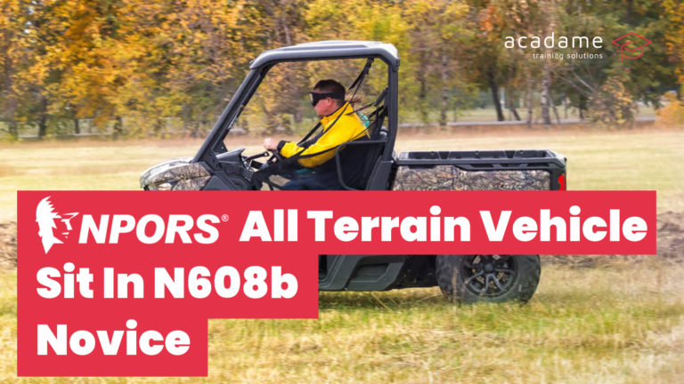 NPORS all terrain vehicle sit in training course image showing a utility ATV being driven across open land