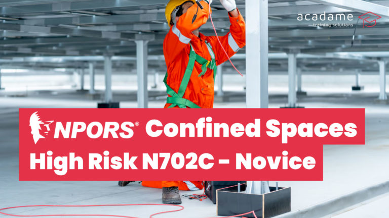 NPORS confined spaces high risk training course image showing an operative wearing PPE and harness equipment while working in a confined space environment