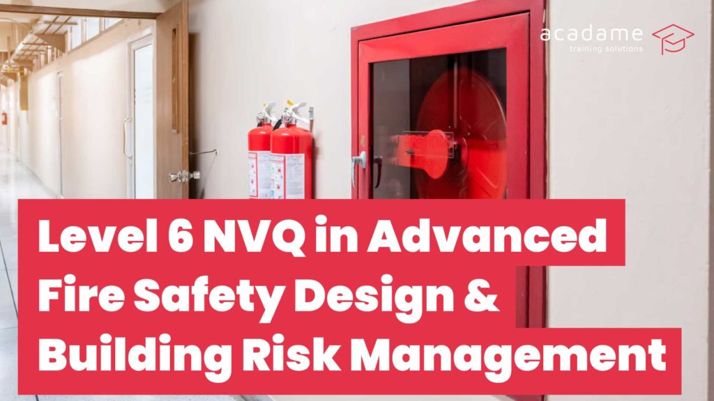 Level 6 Diploma in Advanced Fire Safety Design and Building Risk Management course with fire safety equipment in a building corridor